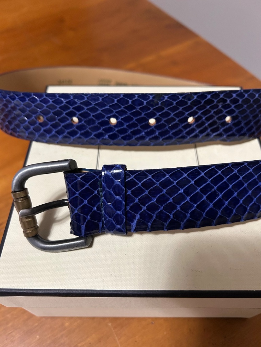 Unique Cobalt Blue Belt - Reptile Leather